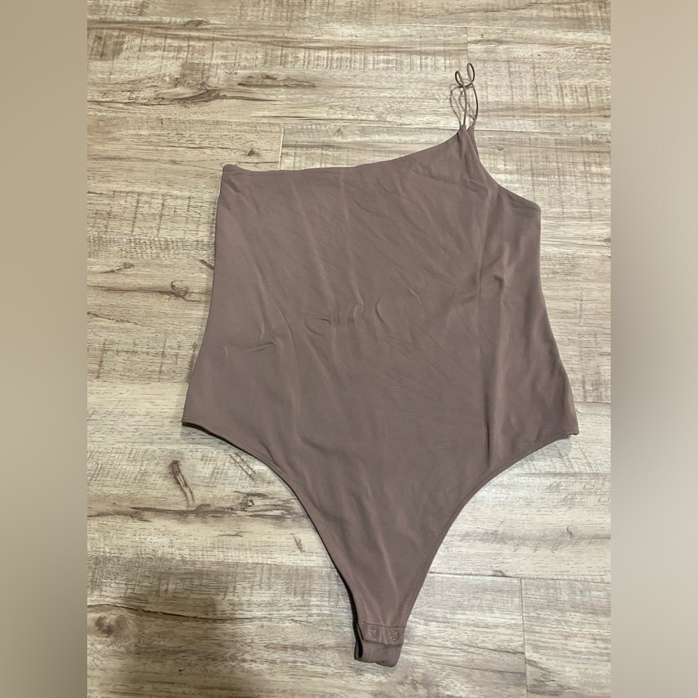 Contour Cami one strap Bodysuit in Taupe